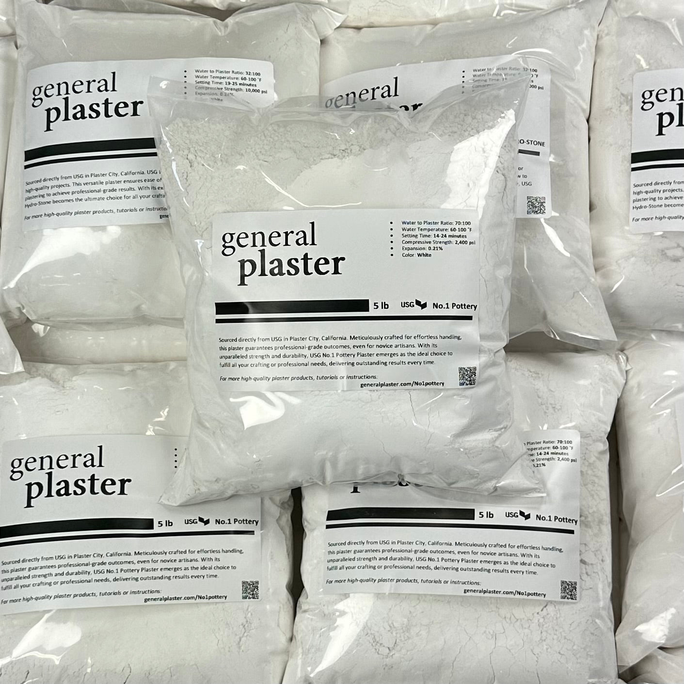 A sealed 5 lb bag of USG No. 1 Pottery plaster as sold by us at GP