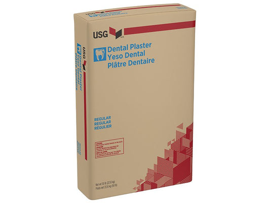 A stock photo of a 50lb bag of USG Dental Plaster