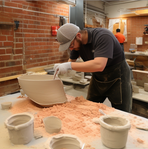 Walter working with plaster for a customers project